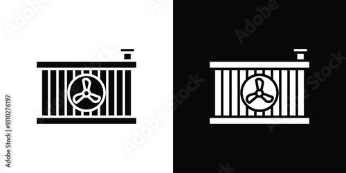 car radiator icons symbols in flat style.