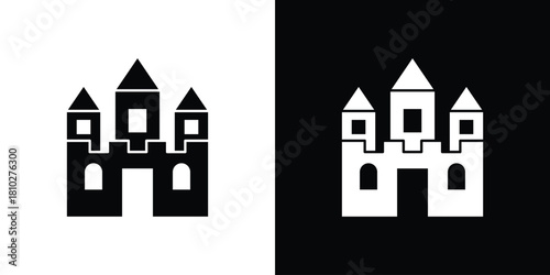 Castle icons symbols in flat style.