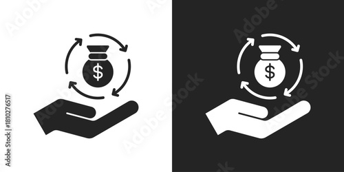 capital management Icon In Black And White Glyph Style