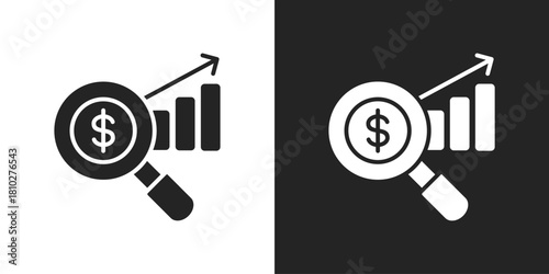Financial analysis Icon In Black And White Glyph Style