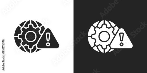 global crisis Icon In Black And White Glyph Style