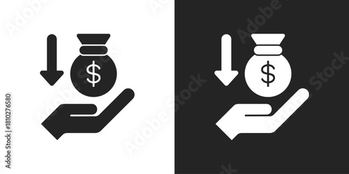 income Icon In Black And White Glyph Style