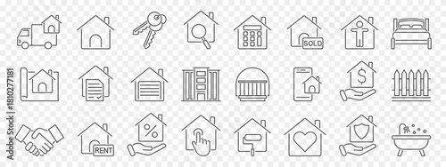 real estate line icon set