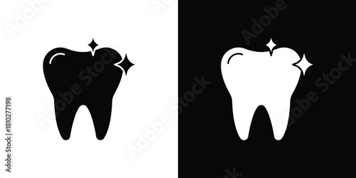 clean tooth icons symbols in flat style.