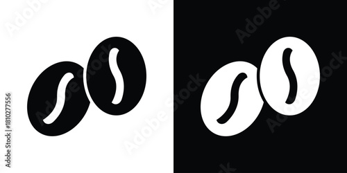 Coffee beans icons symbols in flat style.