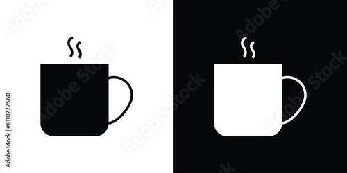 Coffee mug icons symbols in flat style.
