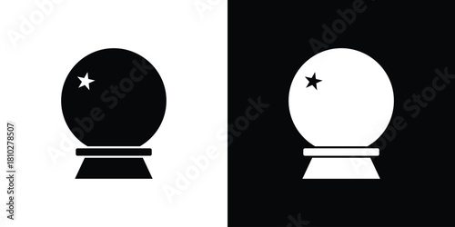 Crystal ball icons symbols in flat style.