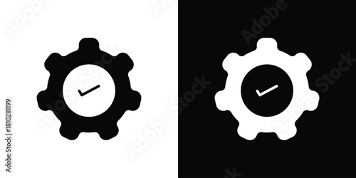 Execution icons symbols in flat style.