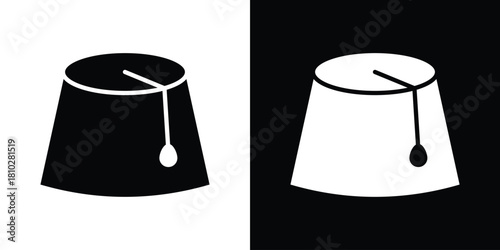 Fez hat icons symbols in flat style.