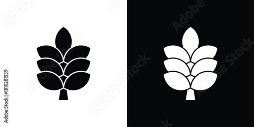 Fir cone icons symbols in flat style.