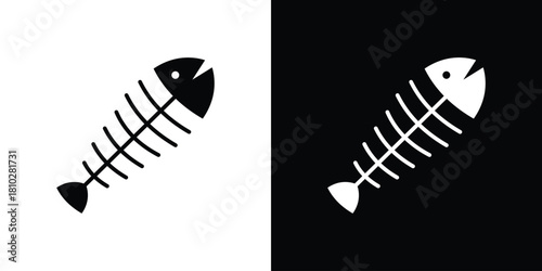 Fishbone icons symbols in flat style.