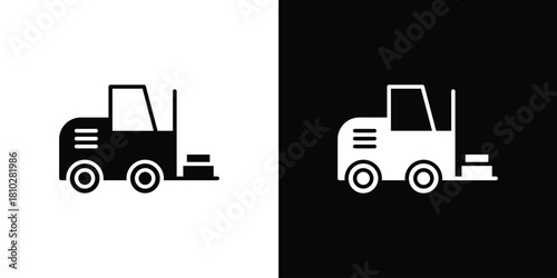 Forklift icons symbols in flat style.