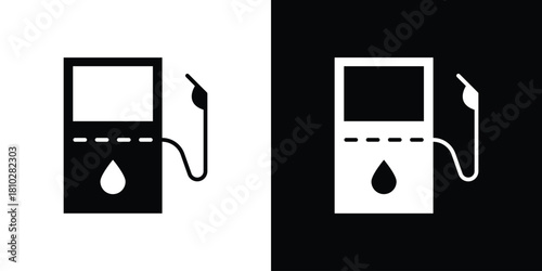 Gas station icons symbols in flat style.
