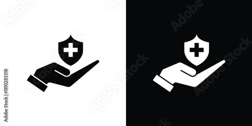 Health insurance icons symbols in flat style.