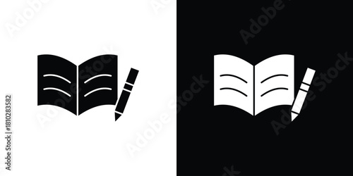 Homework icons symbols in flat style.