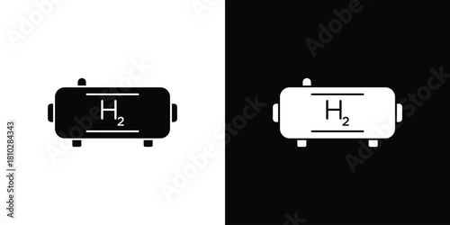 Hydrogen gas tank icons symbols in flat style.