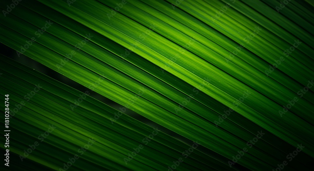 Fototapeta premium Abstract green leaf texture background with vibrant color and diagonal lines