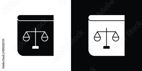 Law book icons symbols in flat style.