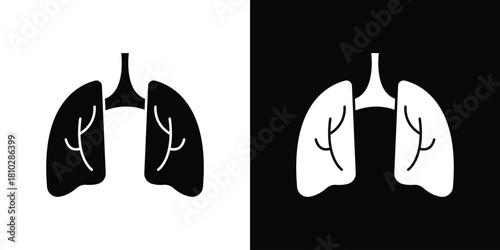 Lung icons symbols in flat style.