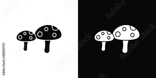 Mushrooms icons symbols in flat style.