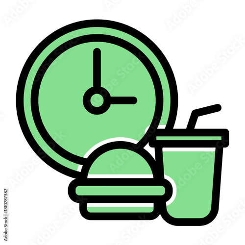 Coffee Break Time and Rest Period Icon from Time Management Collection (Glyph Color Lineal Style)