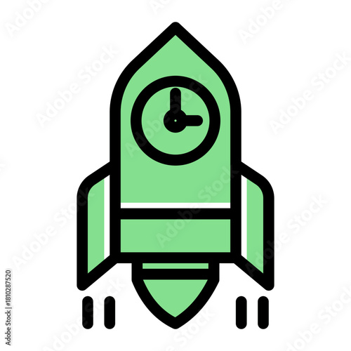 Fast Rocket Launch Time Icon from Time Management Collection (Glyph Color Lineal Style)