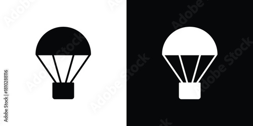 Parachute icons symbols in flat style.