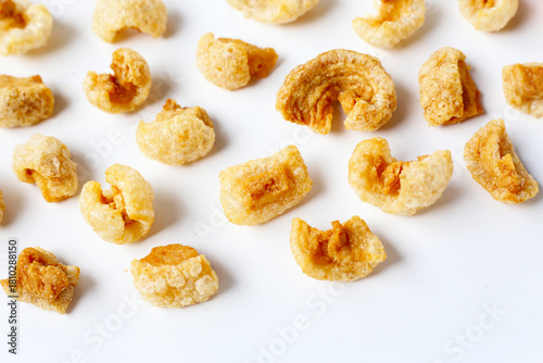 Crispy pork cracklings, a crunchy savory snack.