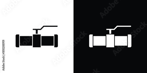 Pipe valve icons symbols in flat style.