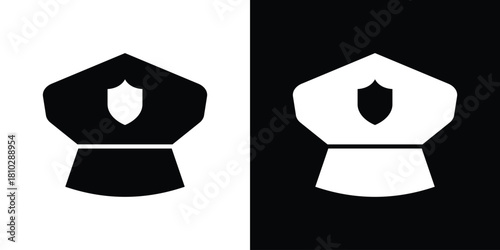 Police cap icons symbols in flat style.