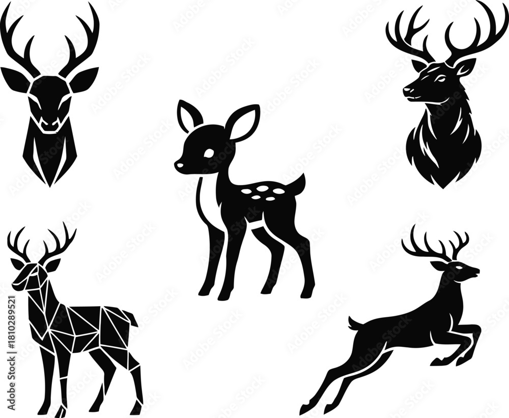 Obraz premium This is high-quality silhouettes of stylized deer!