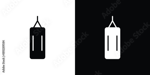 Punching bag icons symbols in flat style.