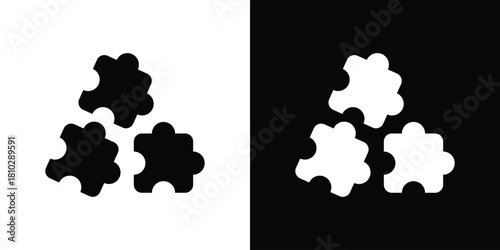 Puzzle icons symbols in flat style.