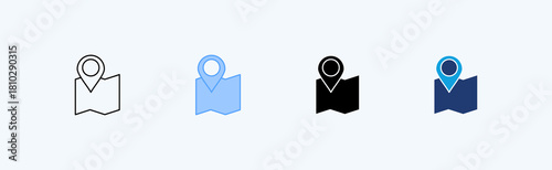 Map Point Multiple Icon Illustration Vector
