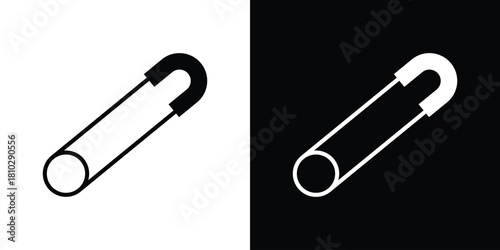 Safety pin icons symbols in flat style.