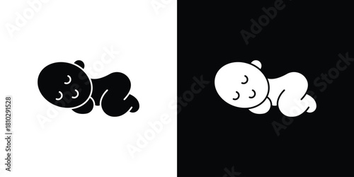 Sleeping baby icons symbols in flat style.