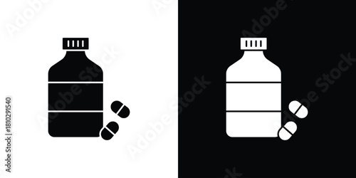 Sleeping pills icons symbols in flat style.
