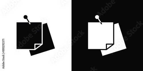 Sticky note icons symbols in flat style.