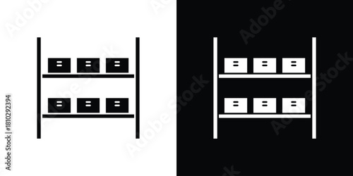 Storage rack icons symbols in flat style.