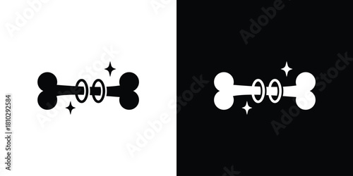 Strong healthy bones icons symbols in flat style.