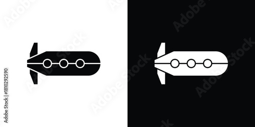 Submarine icons symbols in flat style.