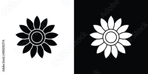 Sunflower icons symbols in flat style.