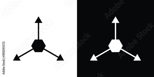 Three directions icons symbols in flat style.