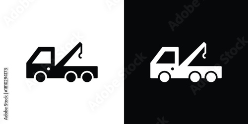 Tow truck icons symbols in flat style.