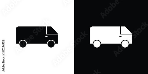 Van icons symbols in flat style.