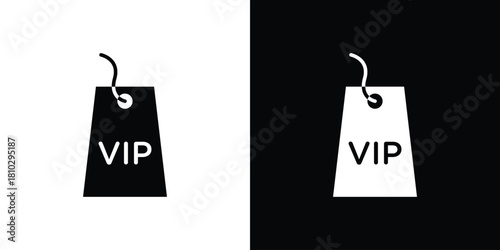 VIP neck tag icons symbols in flat style.