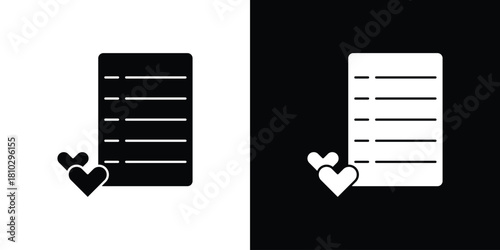 Wish list icons symbols in flat style.