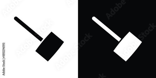 Wooden mallet icons symbols in flat style.