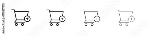 Add to cart icons collection web design, minimal line style