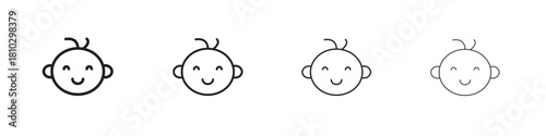 Baby boy icons collection web design, minimal line style